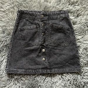 Black denim skirt